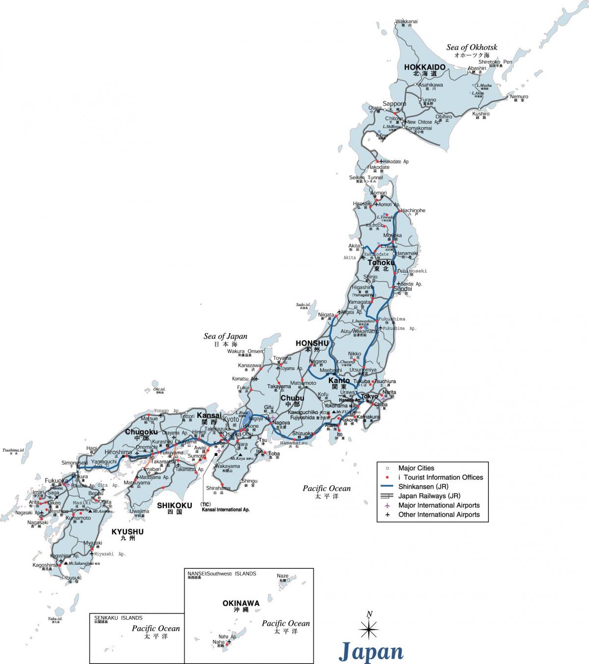 japón mapa de transporte