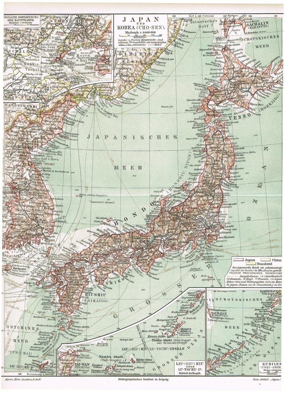antiguo mapa de japón