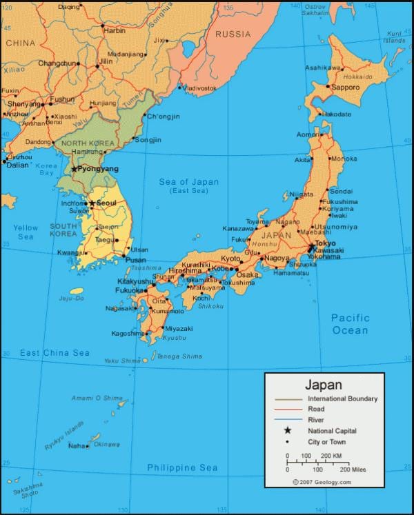 mapa del antiguo japón