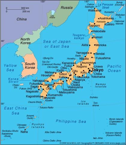mapa del sur de japón