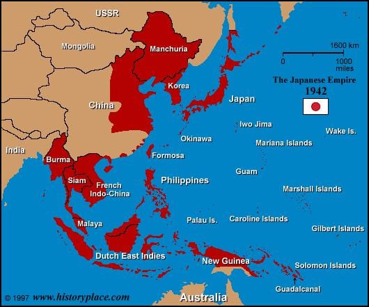 mapa del imperio japonés