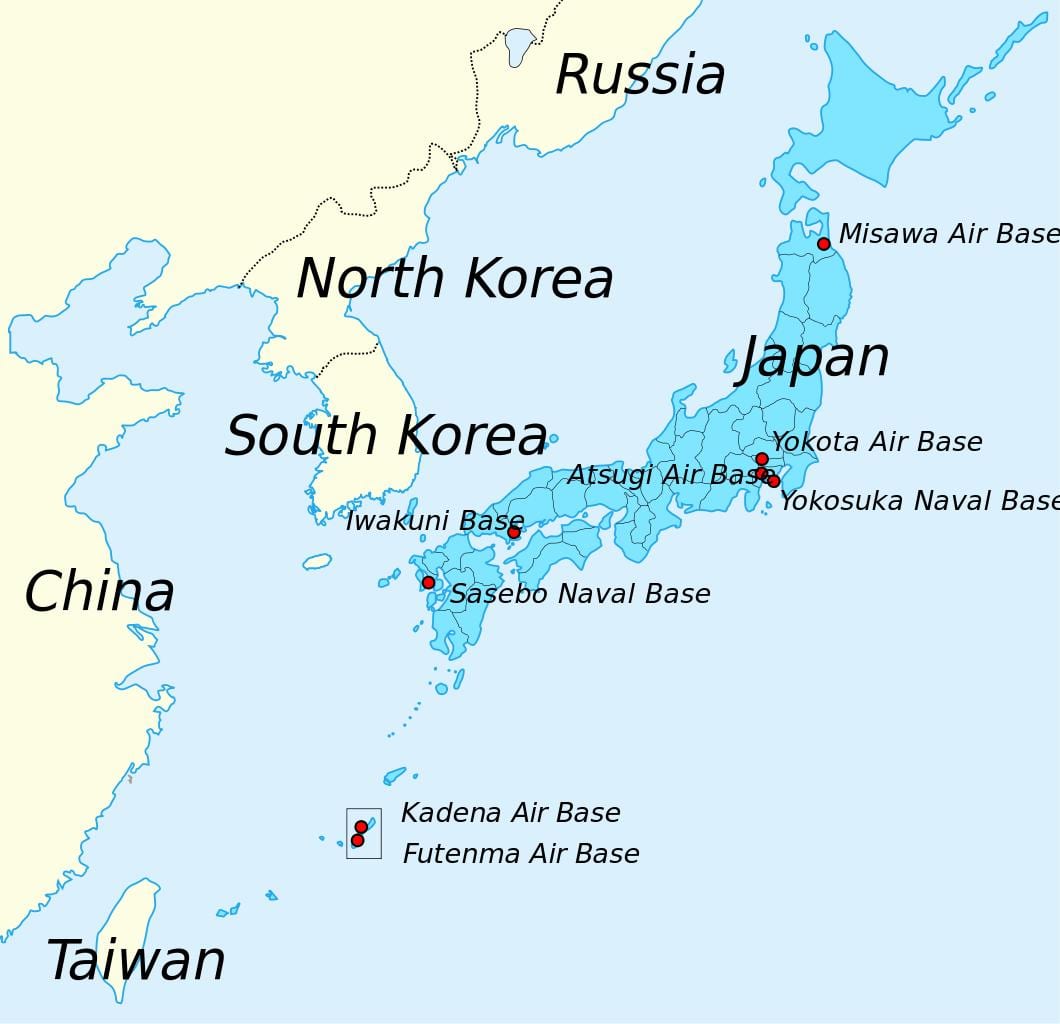 japón mapa de la 2 ª guerra mundial
