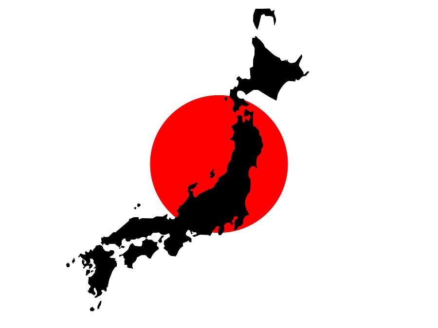 japón mapa de la bandera