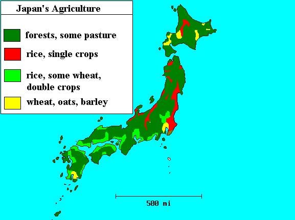 mapa de japón bosques