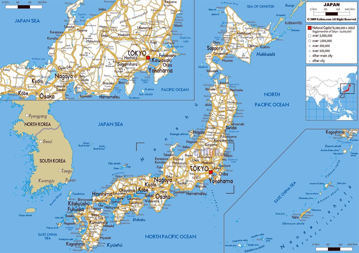 mapa de carreteras de japón
