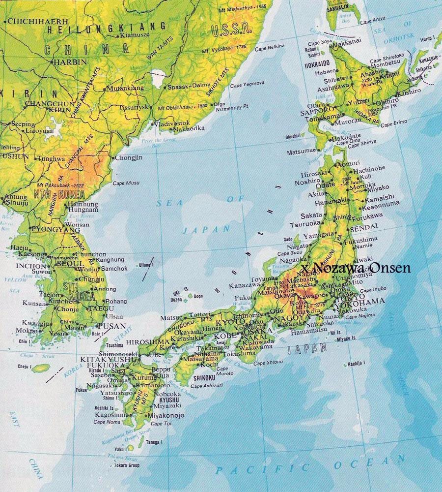 mapa de elevación de japón