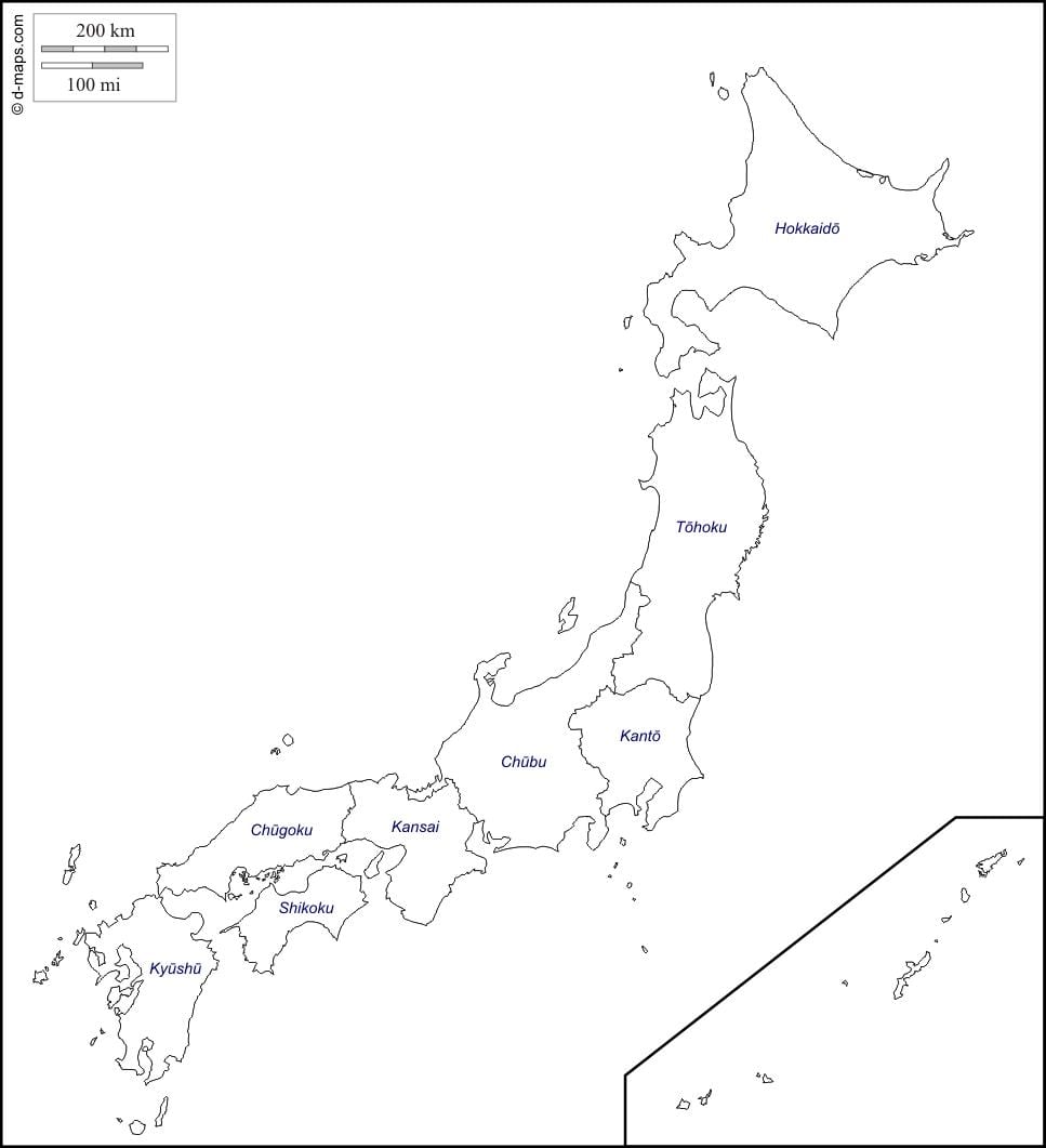 esquema del mapa de japón