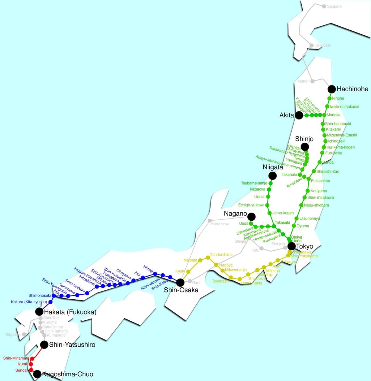 japón mapa de tren