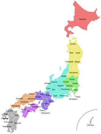 japón mapa de provincias