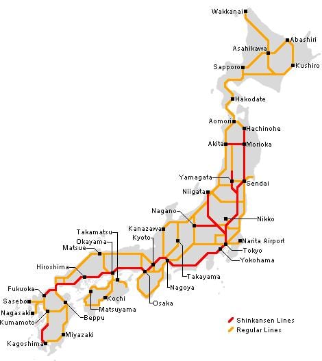 ferrocarril de japón mapa
