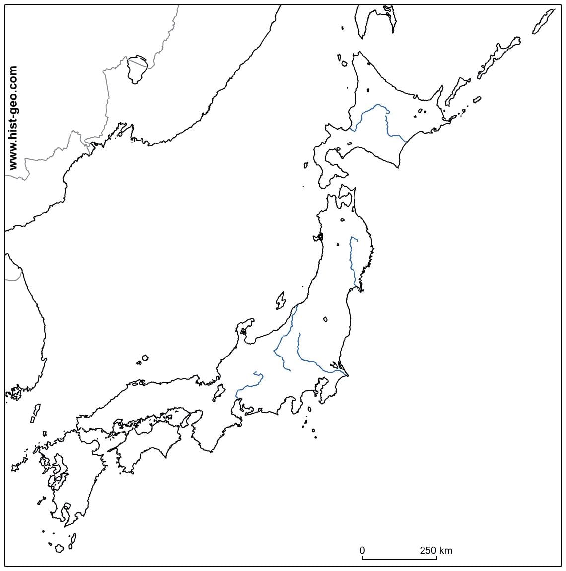japón ríos mapa