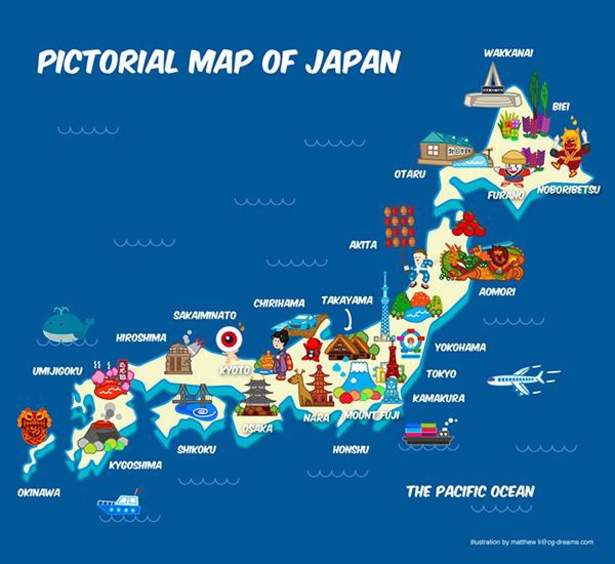mapa de viaje de japón