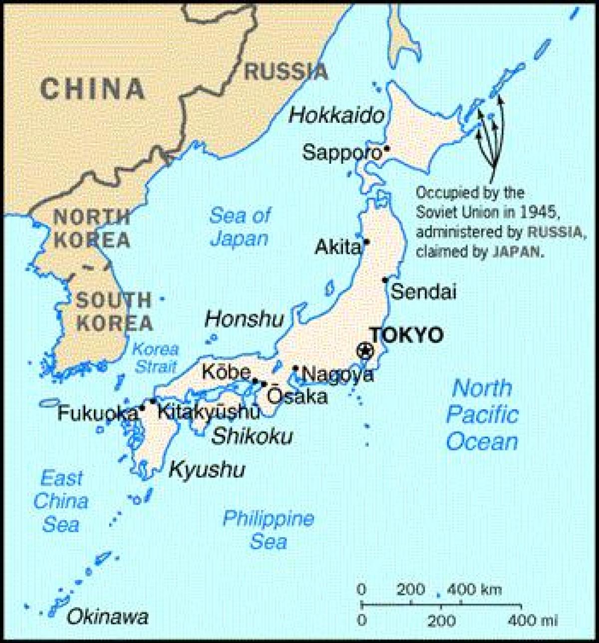 japón y los países vecinos mapa