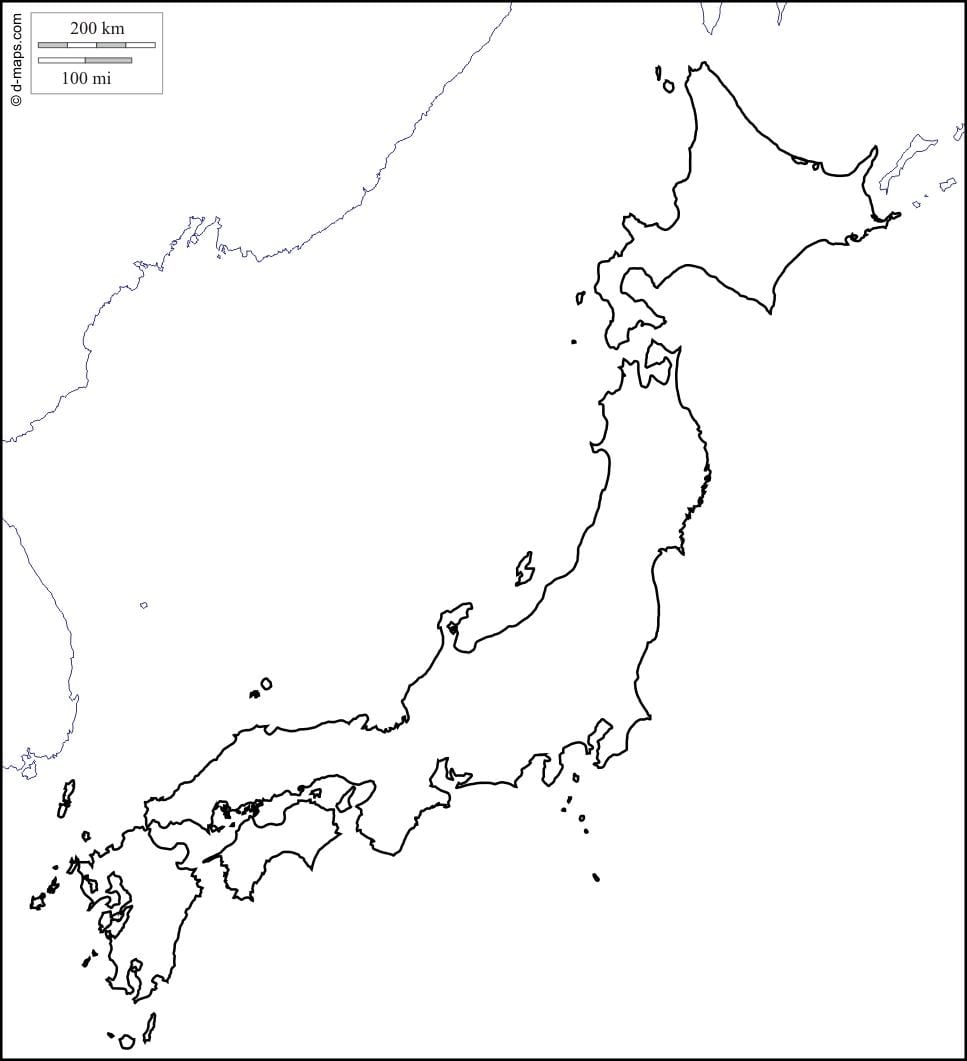 mapa en blanco de japón