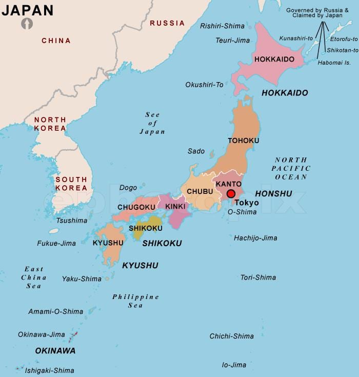 mapa político de japón