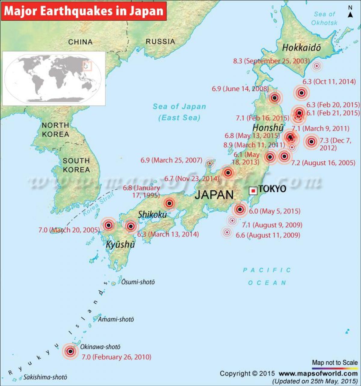 mapa del terremoto de japón