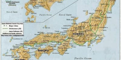 El mapa topográfico de japón