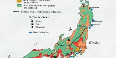 Mapa de japón agricultura
