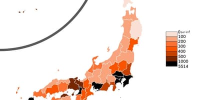 Densidad de población mapa de japón