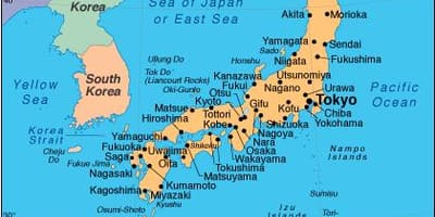 Mapa de japón de las islas