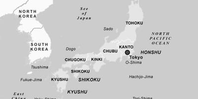 Mapa en blanco y negro de japón