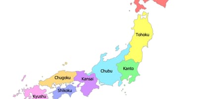 Japón regiones del mapa