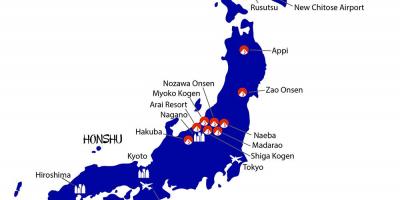 Mapa de japón estaciones de esquí