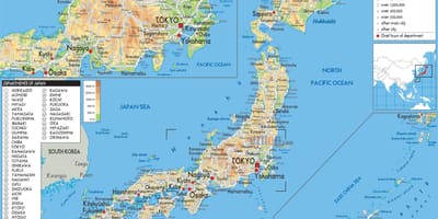 Mapa de japón geográfica