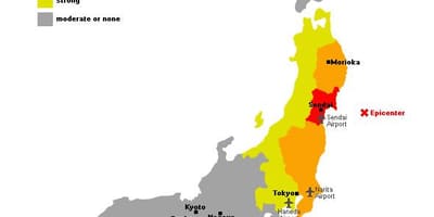 Mapa de tsunami en japón